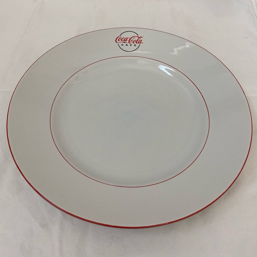 Gibson COCA COLA CAFE DINER Red Trim Logo Rim 11" Dinner Plate